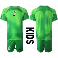 Camiseta Croacia Portero Primera Equipación para niños Mundial 2022 manga corta (+ pantalones cortos)
